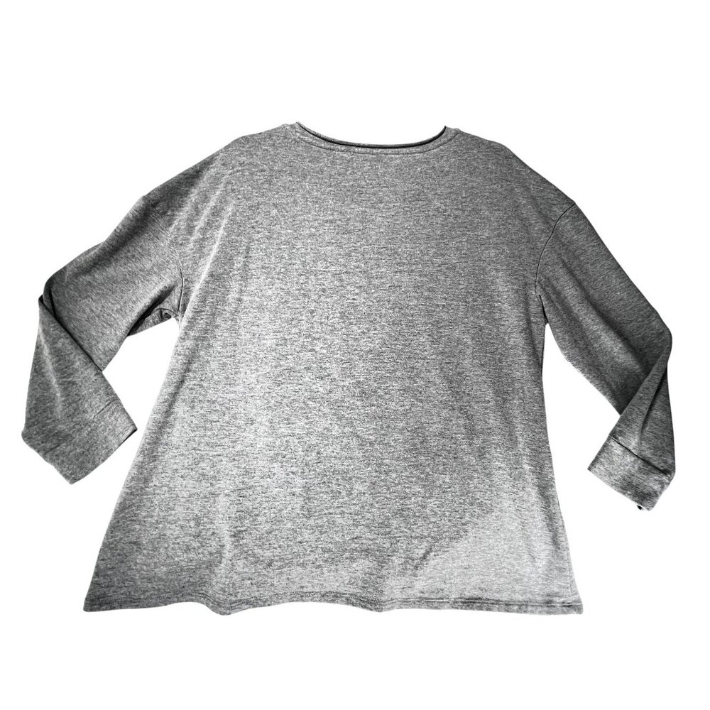 Rock & Republic Studded Gray Long-Sleeve Knot Hem Top Tee Shirt XL Casual Comfy - Picture 2 of 12